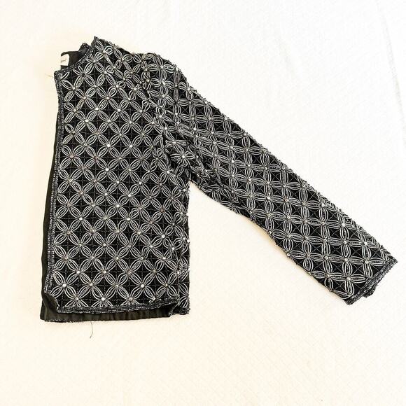 Laurence Kazar Evening Womens 100% Silk Sequined Beaded Jacket Size P Large - Picture 5 of 5
